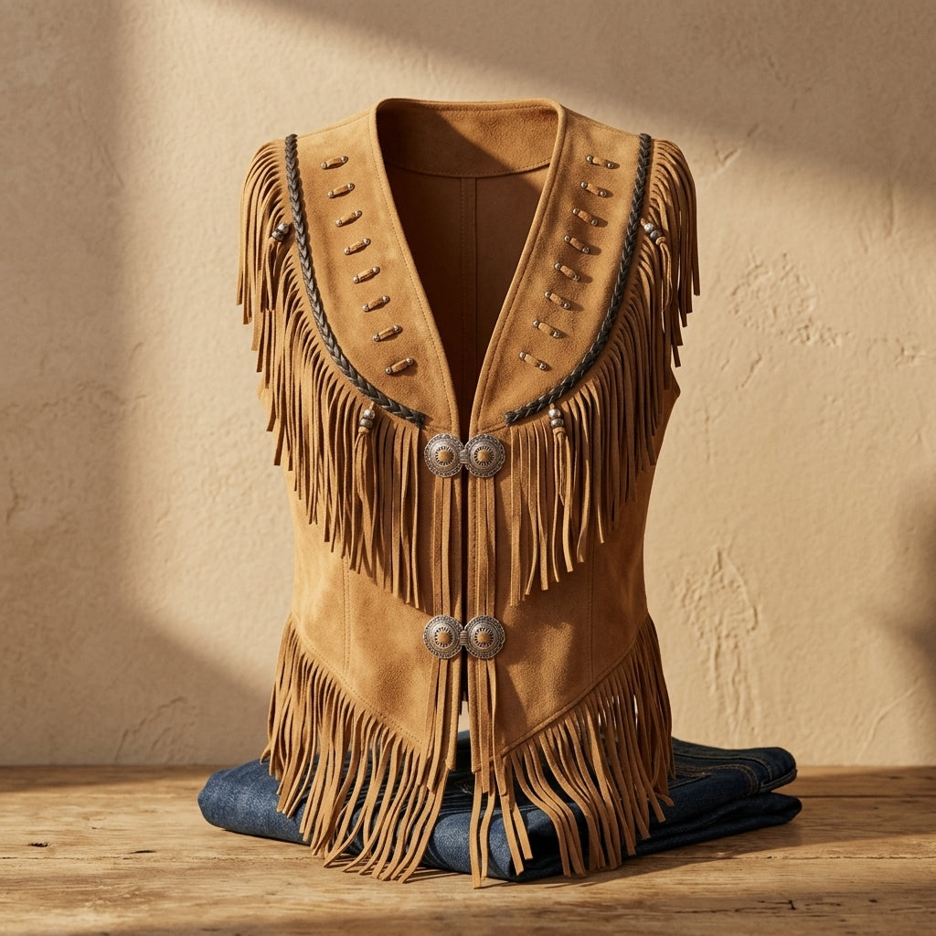 Boho Fringe Suede Vest