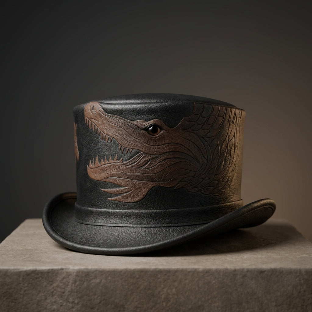Dino Crest Leather Top Hat