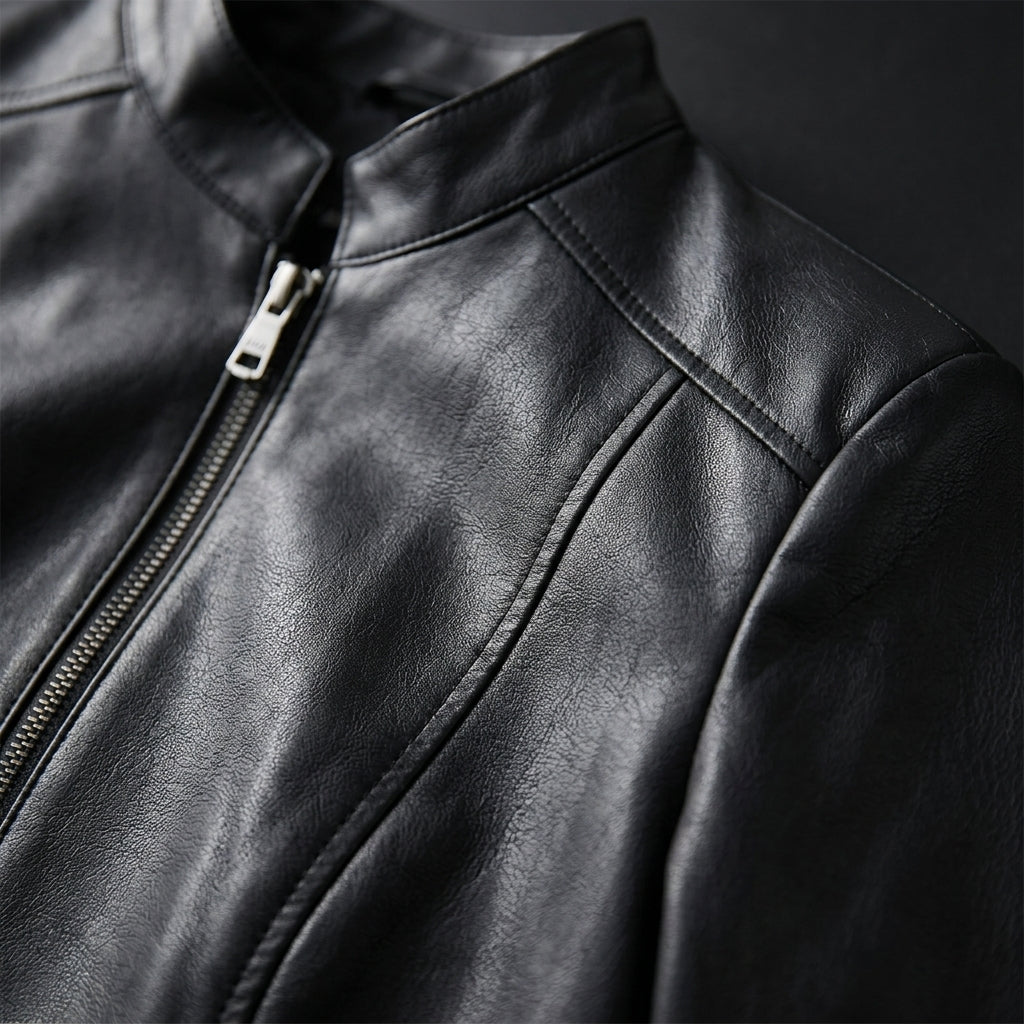Noir Luxe Cropped Moto Jacket