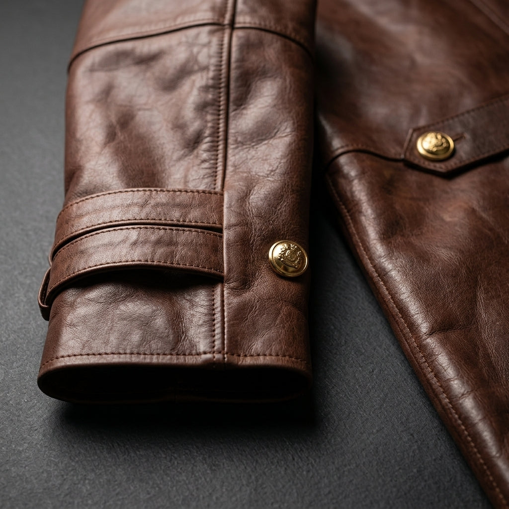 Royal Crest Leather Overcoat
