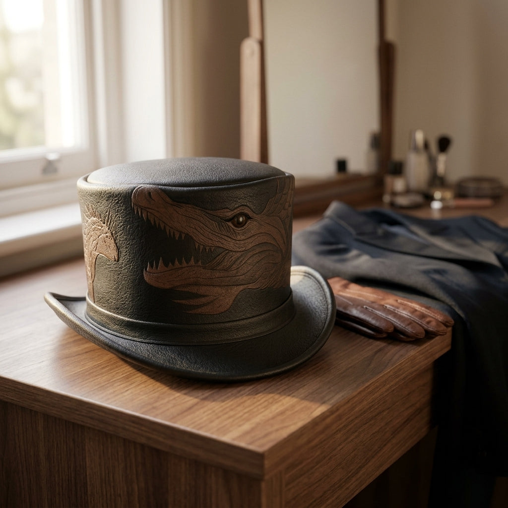 Dino Crest Leather Top Hat