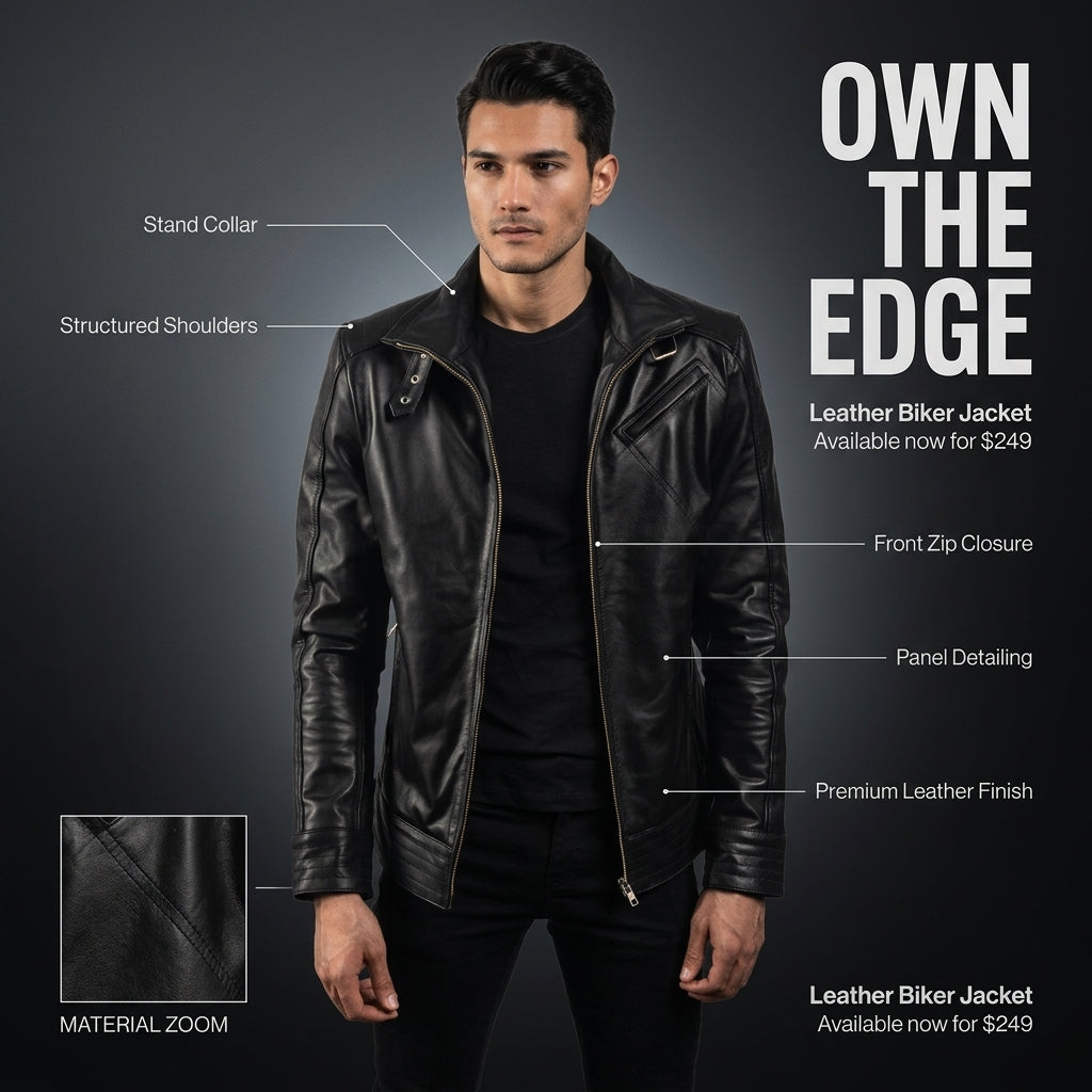 Urban Black Leather Biker Jacket