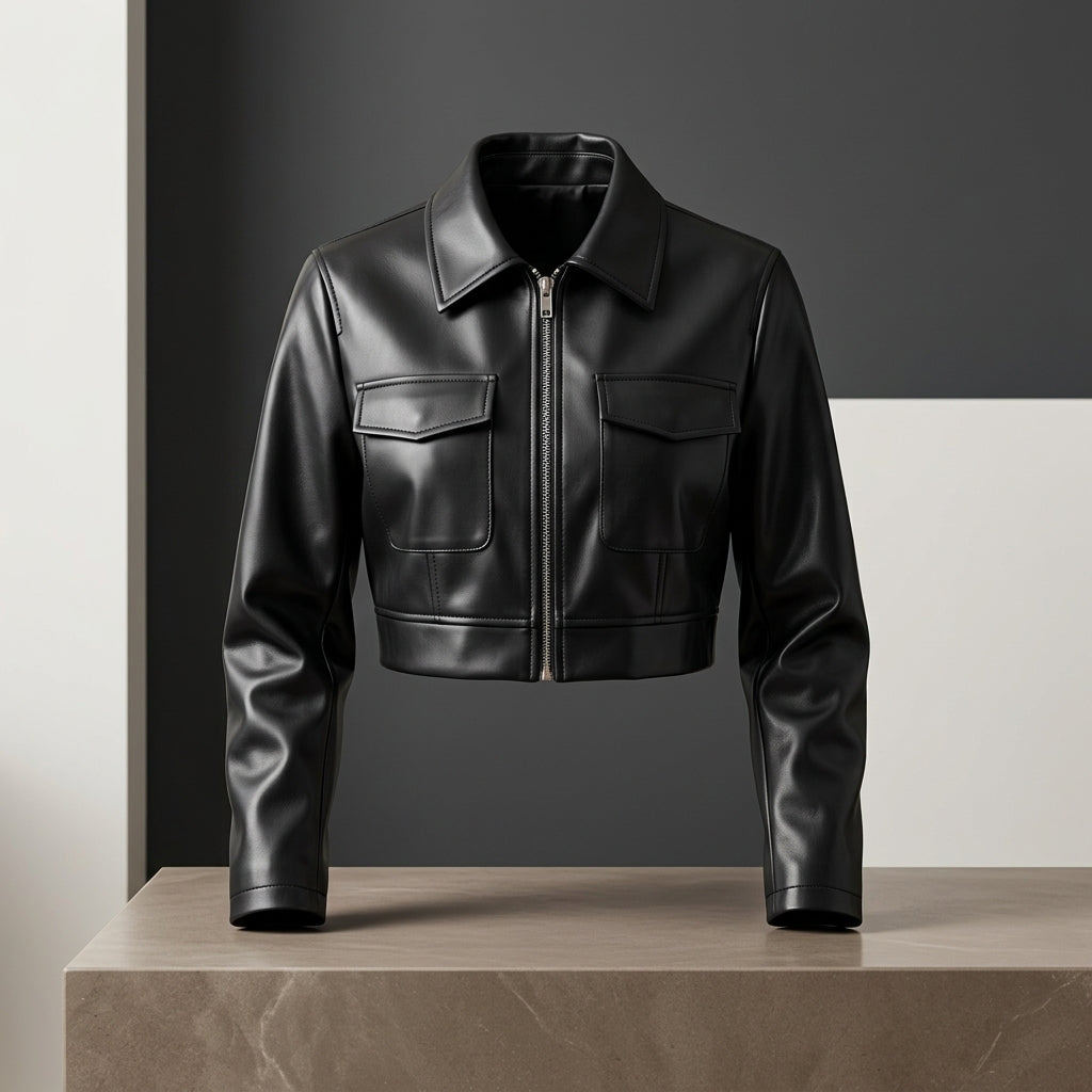EdgeFit Faux Leather Crop Jacket