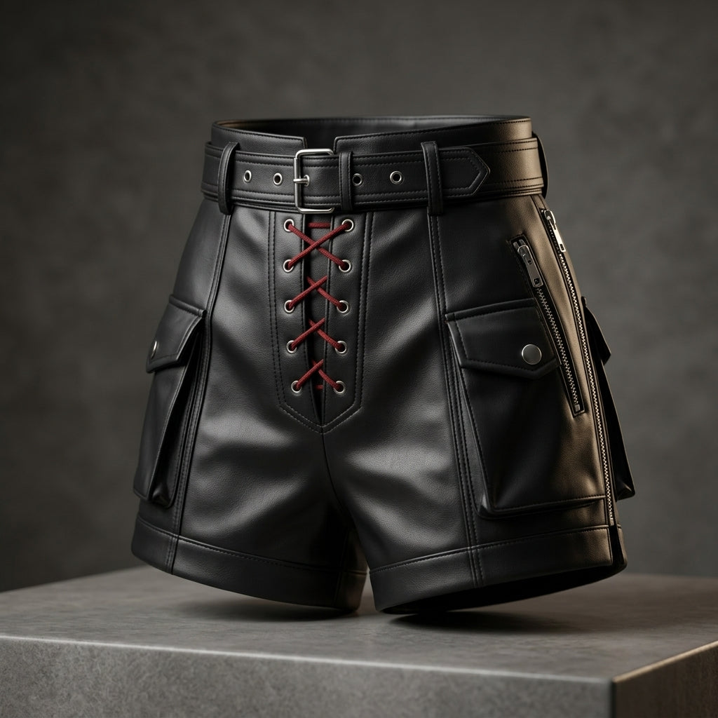 Nocturne Lace-Up Leather Shorts