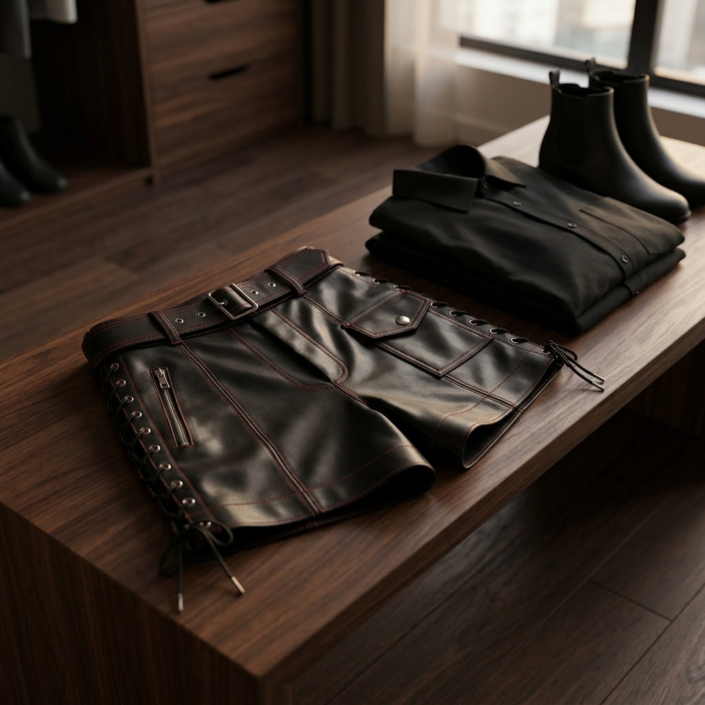 Nocturne Lace-Up Leather Shorts