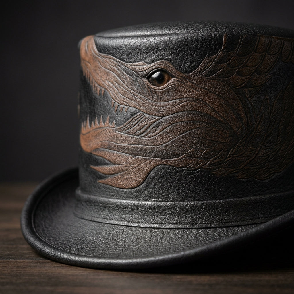 Dino Crest Leather Top Hat