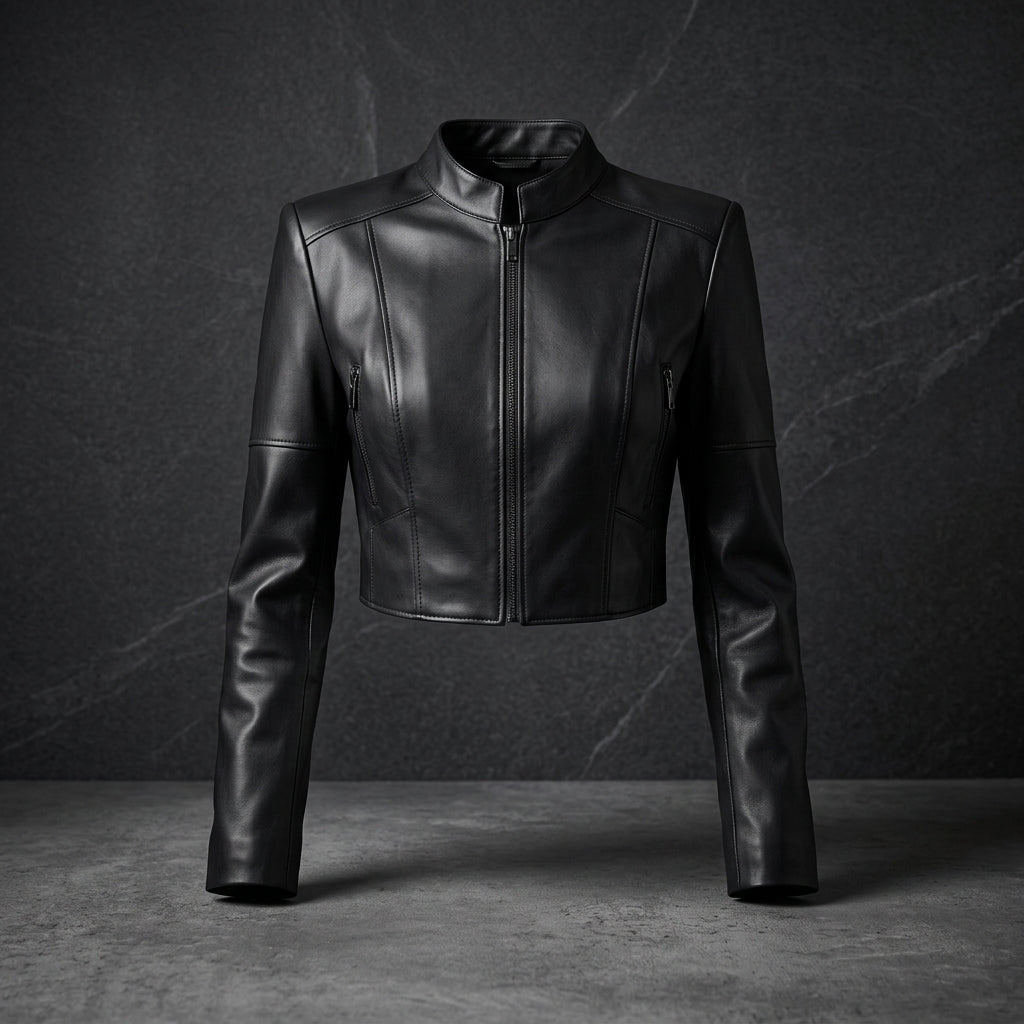 Noir Luxe Cropped Moto Jacket