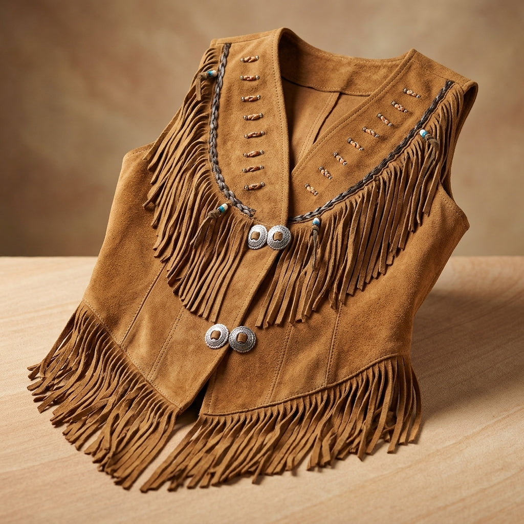 Boho Fringe Suede Vest