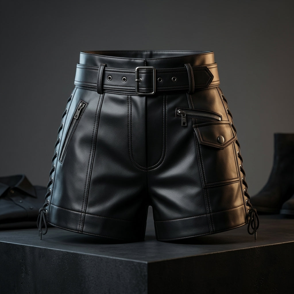 Nocturne Lace-Up Leather Shorts