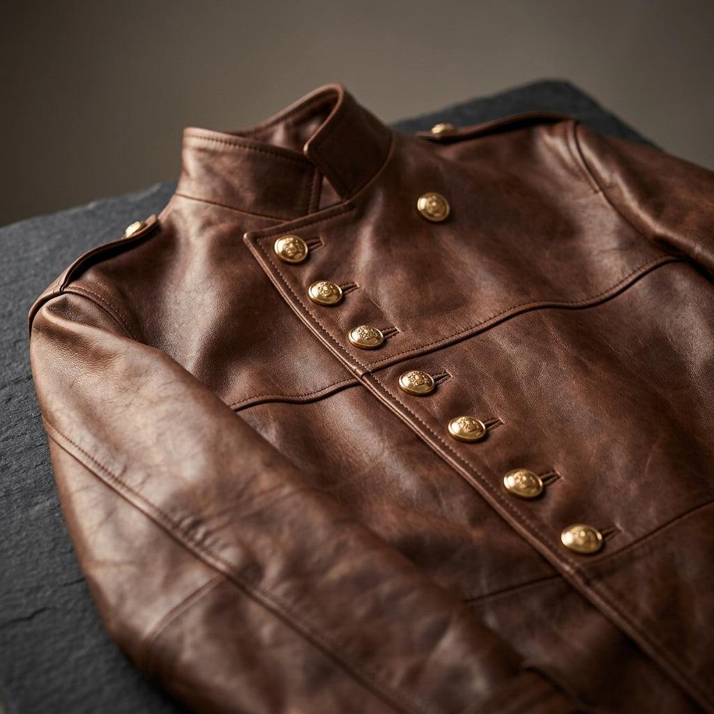 Royal Crest Leather Overcoat