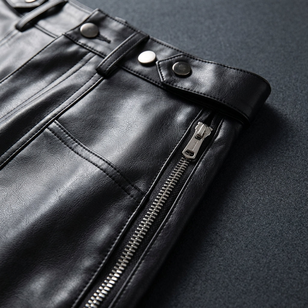 Edge Zip Leather Mini Shorts