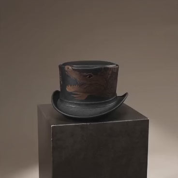 Dino Crest Leather Top Hat