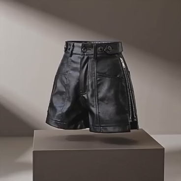 Edge Zip Leather Mini Shorts