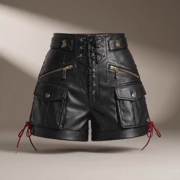Nocturne Lace-Up Leather Shorts