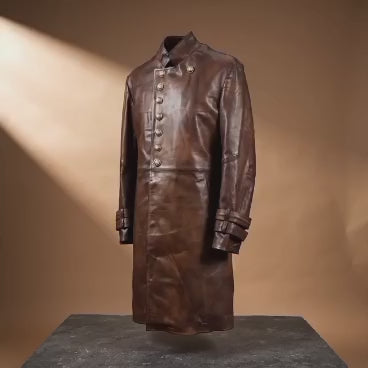 Royal Crest Leather Overcoat